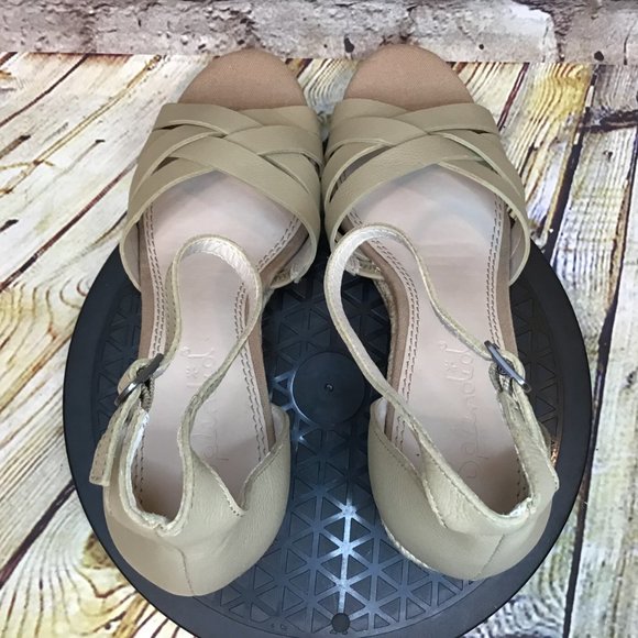 Splendid Womens Beige Woven Leather Open Toe Ankle Strap Jute Wedge Sandals 9 M - Picture 4 of 9